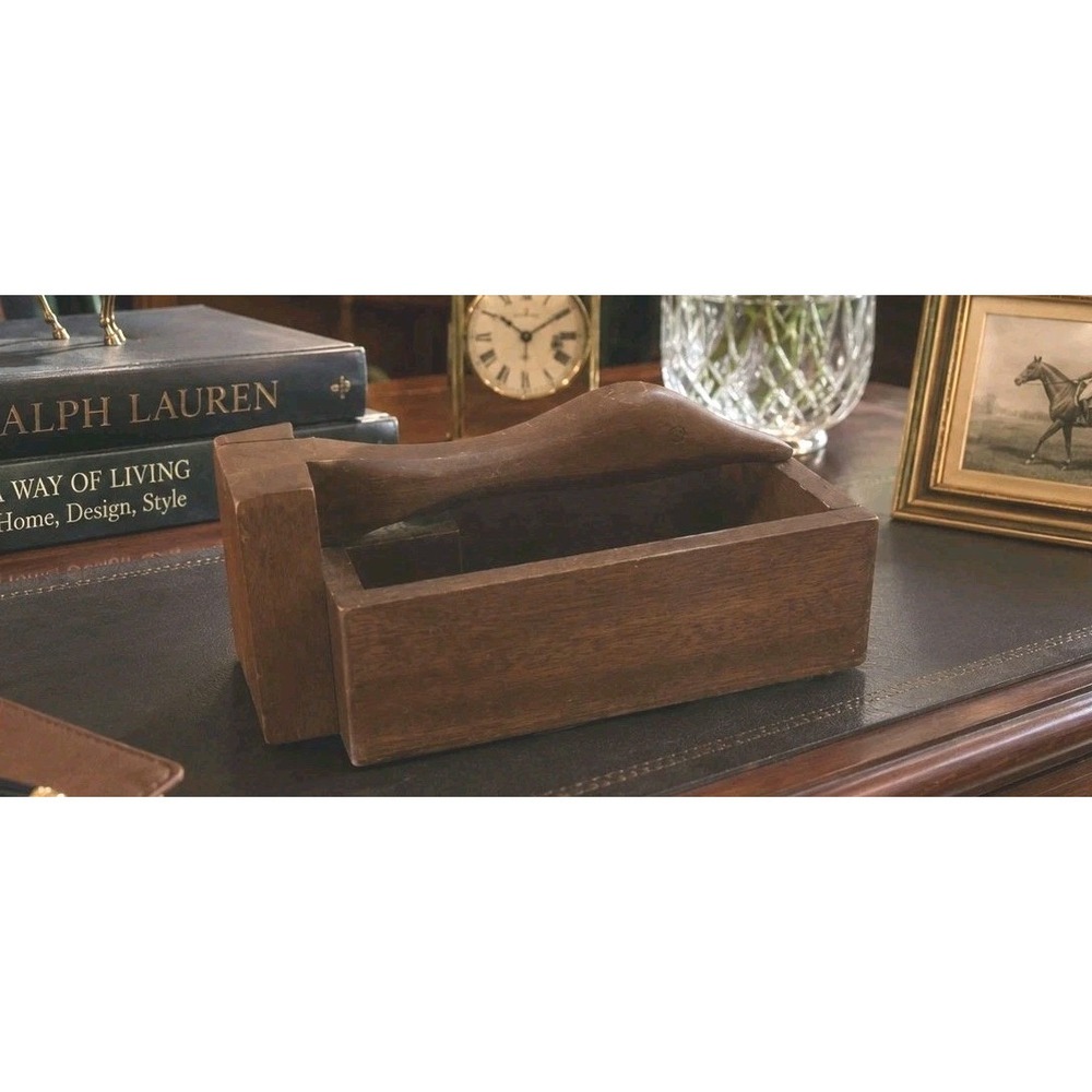 VTG Wood Duck Nutcracker Bowl Storage Box Hand Carve Cottagecore Equestrian Polo